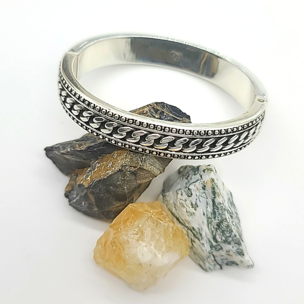 RARE $78 Brighton "Chain Reaction" Hinged Bangle w Dual Rows of Pavè Crystals 💎 - Picture 7 of 13